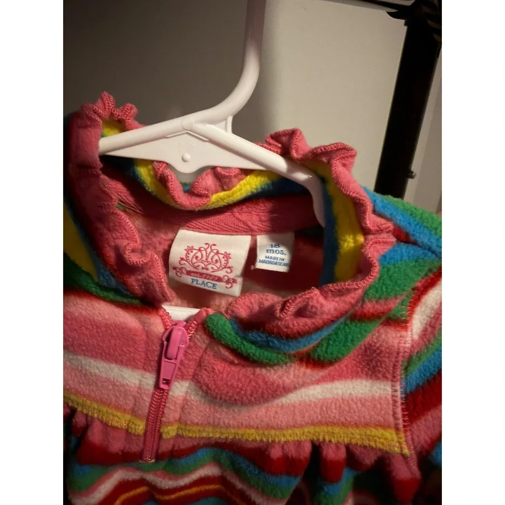 Vintage The Children's Place Fleece Quarter Zip Rainbow Stripe Toddler 18M Y2K